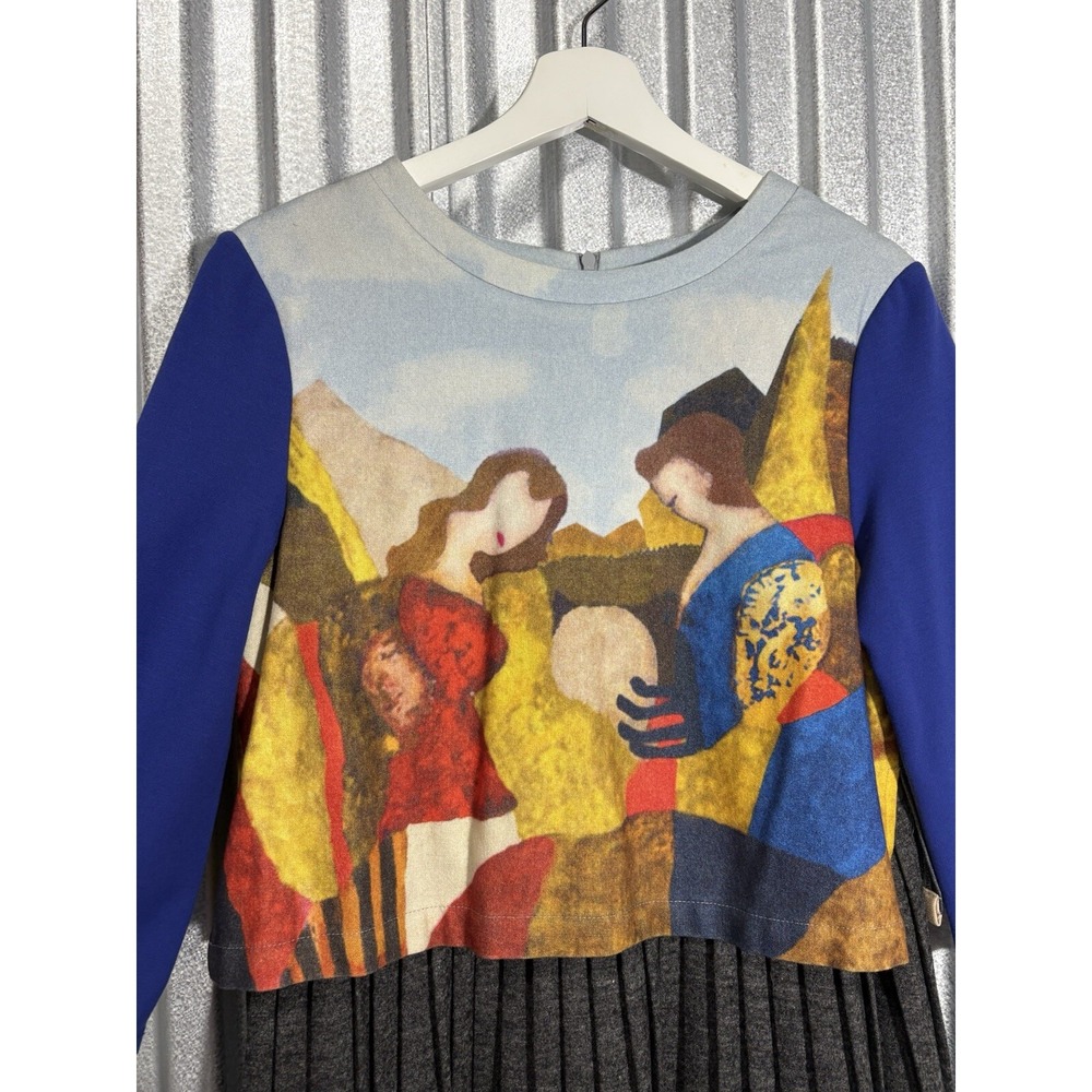 Artcore Artsy Wearable Art Portrait Dress Pleated Colorful Medium Size 10 - Picture 2 of 11